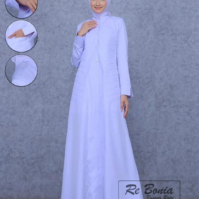 Tersedia Gamis Dinas Putih Wanita Seragam PDL Putih Wanita Baju Dinas Perawat ASN,PNS,Guru,Gamis Ker