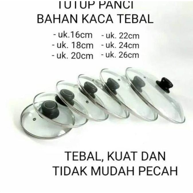 (Expert) KACA TUTUP PANCI / WAJAN / TEFLON TEBAL DAN TIDAK MUDAH PECAH + KNOP