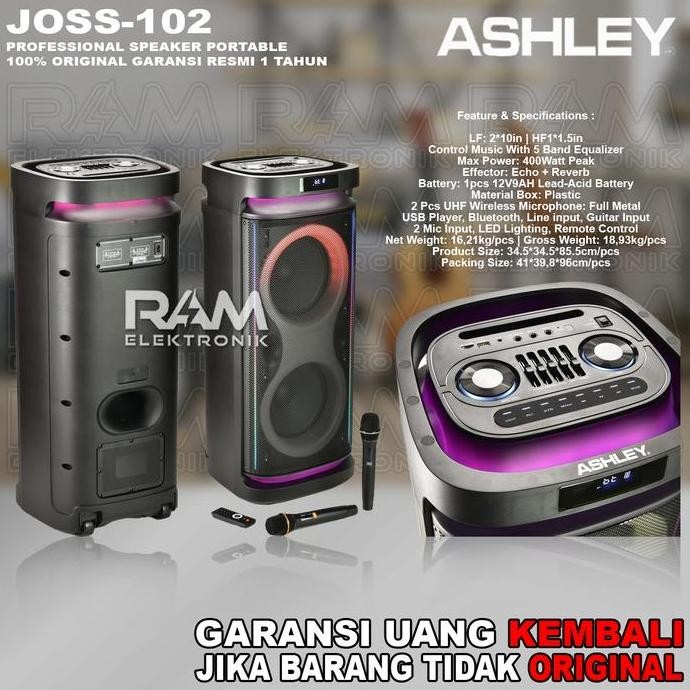 Grosir Speaker Portable Meeting 2 X 10 Inch Ashley Joss 102 | Joss102 Original