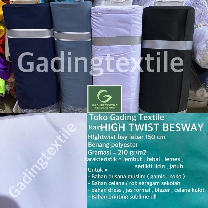 Tersedia ( per 1 roll ) kain HIGH TWIST BESWAY HIGHTWIST BSY NIKITA polyester lebar 150 cm bahan baj