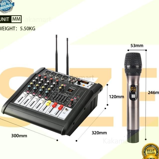 MIXER AUDIO PROFESIONAH PMX402D/PMX402S 4 SALURAN DENGANEFEK 16DSP BAW