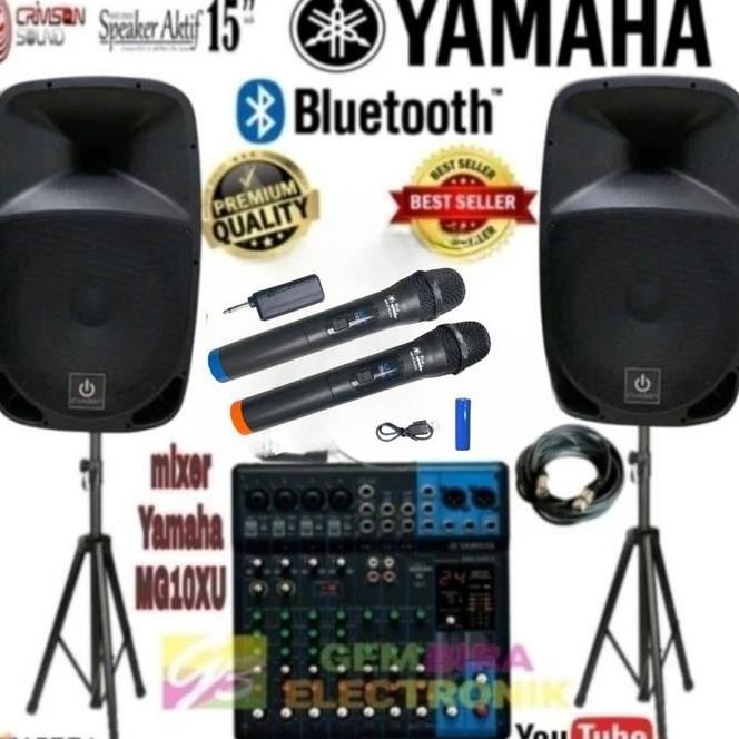 PAKET SPEAKER 15 INCH AKTIF PASIF CRIMSON MIXER YAMAHA MG10XU AUDIO