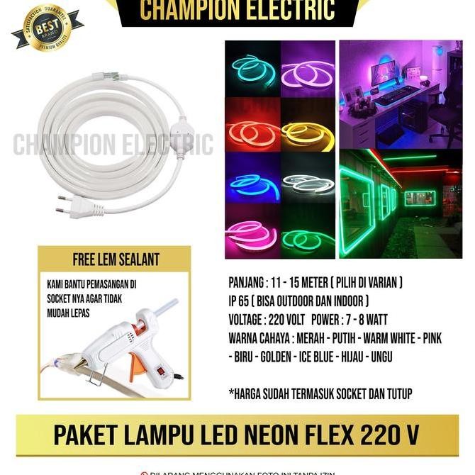 Grosir Paket 11 - 15 Meter Neon Flex Led Lampu Hias Plafon/Outdoor Rumah Cafe