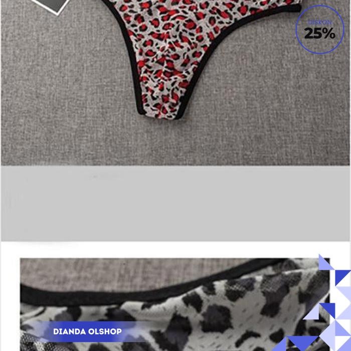 G STRING PRIA SEXY LOW WAIST MESH CELANA DALAM LEOPARD THONG Y055 PALING DICARI