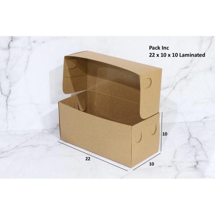 (Expert) Box Kraft Craft Dus Coklat Kue Roti 22x10x10 cm Laminasi 325 Eceran
