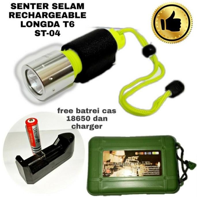 Senter Selam T6 Rechargeable / Senter Diving Super Terang T6 St04