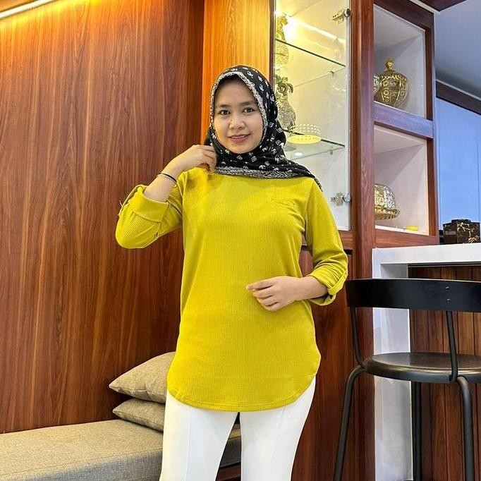 Tersedia [NAYLA BLOUSE] KAOS ATASAN FENOMENAL WANITA LENGAN PANJANG || KAOS POLOS CEWEK MODEL OVAL