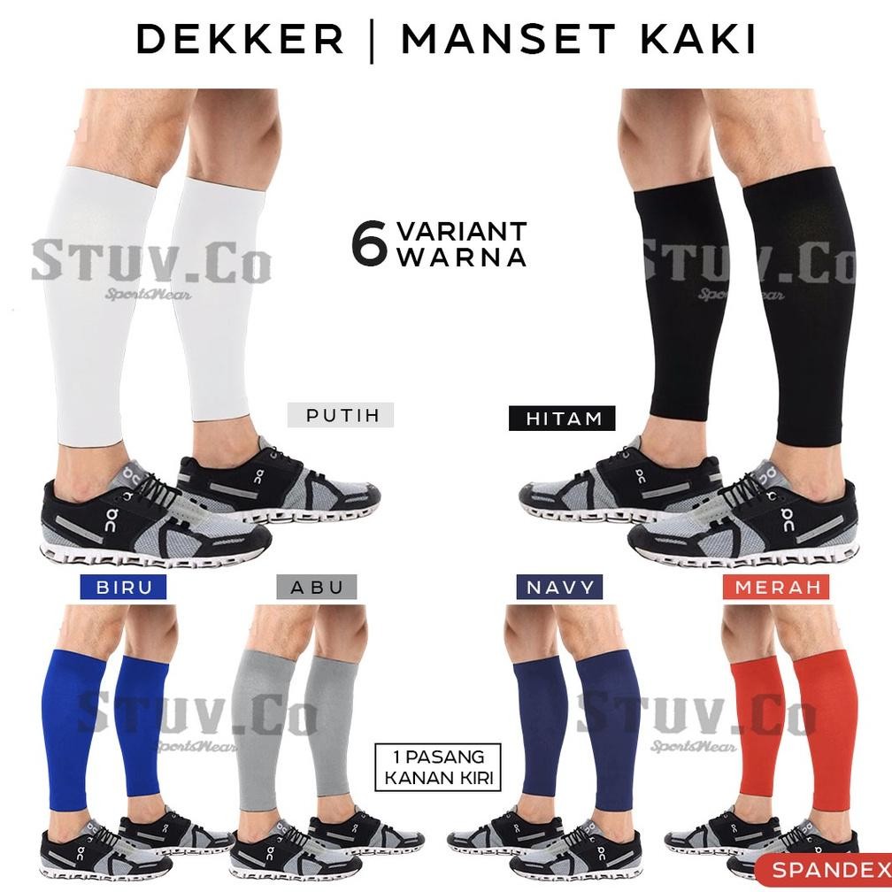 (SATU SET) PELINDUNG BETIS DEKKER DEKER MANSET KAOS KAKI OLAHRAGA JOGGING LARI VOLY BADMINTON PRIA W