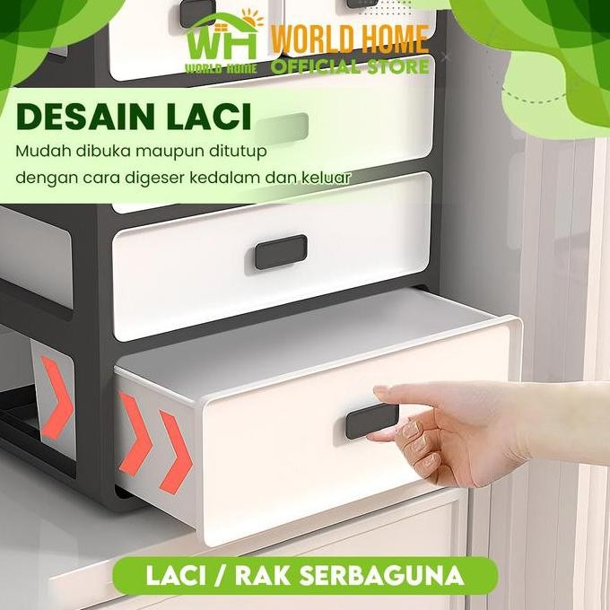

Terlaris Worldhome Penyimpanan Laci / Lemari Serbaguna Bahan Plastik Pp Dilengkap Dengan 4 Varian Ukuran