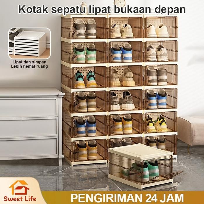 

Terlaris [Cod] Kotak Sepatu Lipat Penyimpanan 6 Lapis Rak Sepatu Transparan Anti Oksidasi Coklat Hitam Abu-Abu Putih Kotak Sepatu Kontener Tempat Gelas Tertutup Tempat Dalaman Drawer Organizer