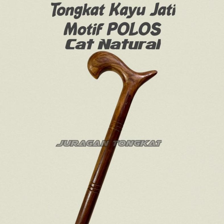 Quality Tongkat Kayu Jati Motif Polos Cat Natural / Tongkat Jalan / Tongkat Kayu / Tongkat Orang Tua