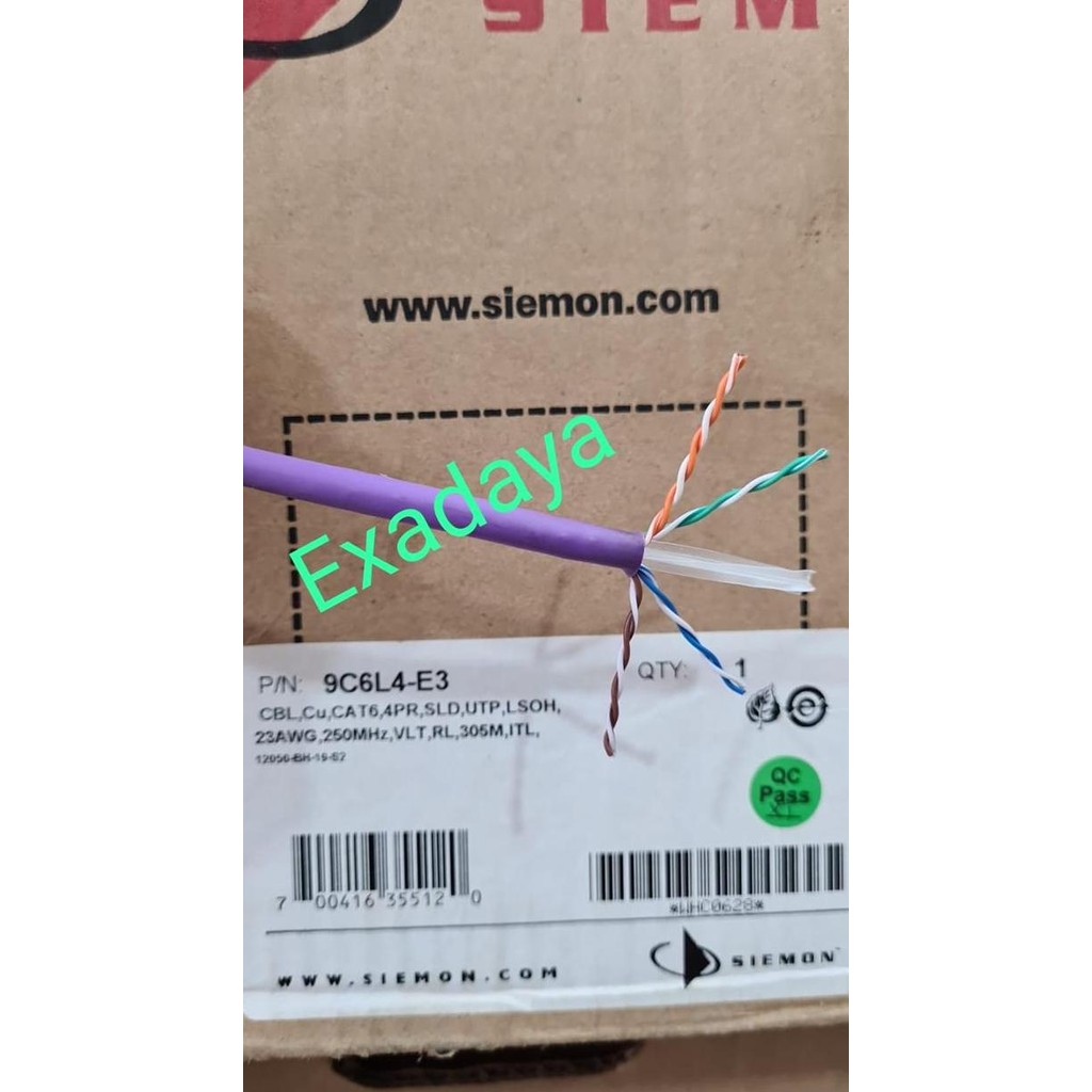 TERBARU - Siemon 9C6L4-E3 Kabel Utp Cat6 Cat 6 Cable Lan 23AWG LSOH Purple Ungu