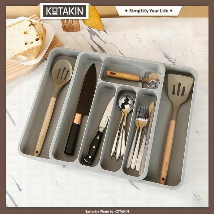 

Terlaris Rak Sendok Garpu Pisau Dapur Sekat Laci Storage Peralatan Makan Drawer Store Chopstick Box