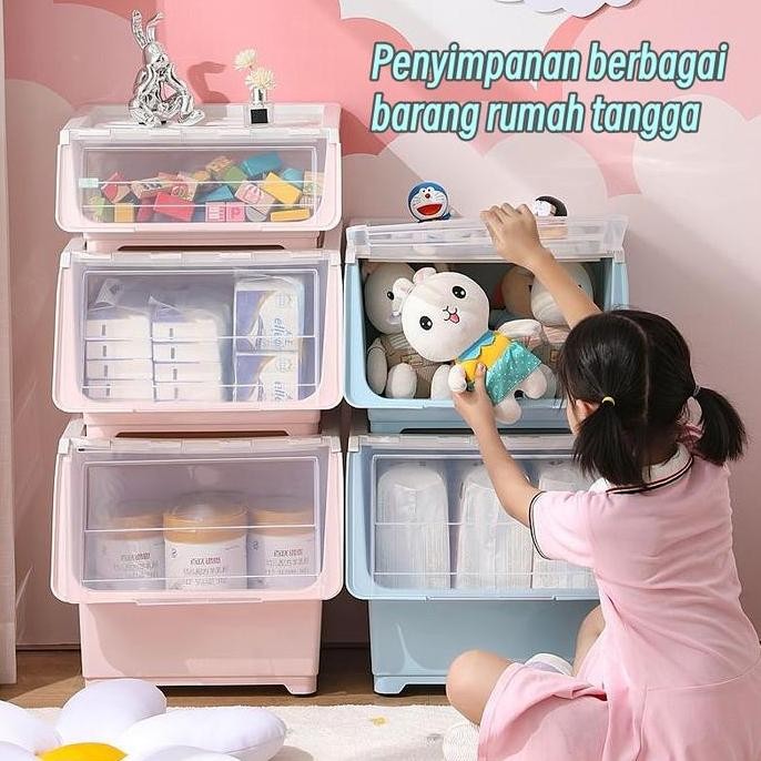 

Terlaris Plastik Kotak Penyimpanan Double Open Lid Storage Box Container