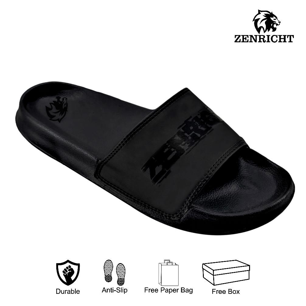 Zenricht - Sendal Slop Pria Zfull Black - Hitam Terlaris