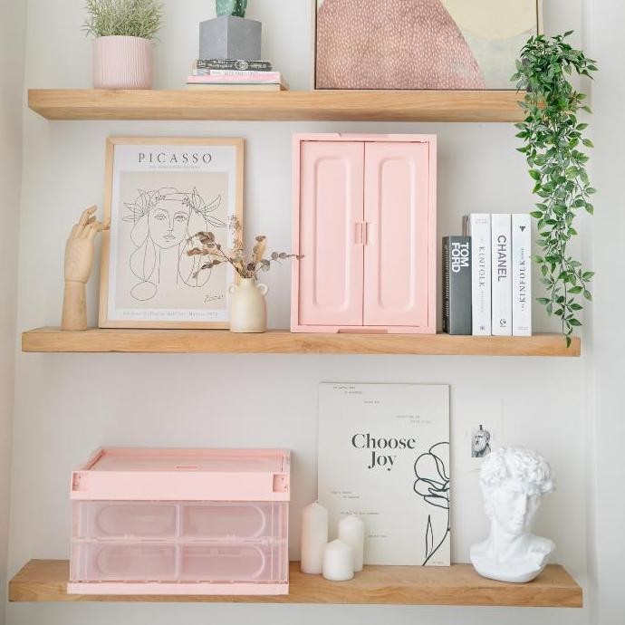 

Terlaris Packman Pack Folding Storage Box Foldable - Color : Pink Blush