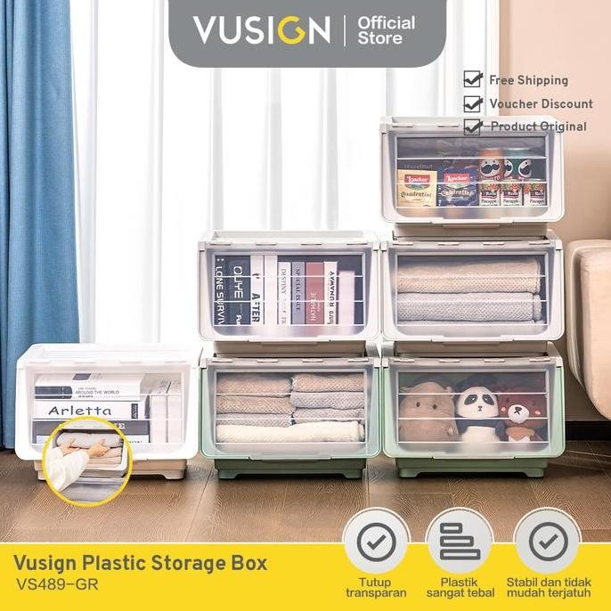 

Terlaris Vusign Plastic Storage Box Penyimpanan Plastik 43 Cm Double Lid Vs489