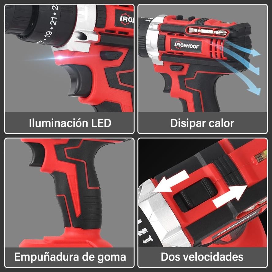 Carlosmomok12 Ironhoof Mesin Bor Baterai 80N.M Bor Listrik Drill Cordless Impact Drill Electric Scre
