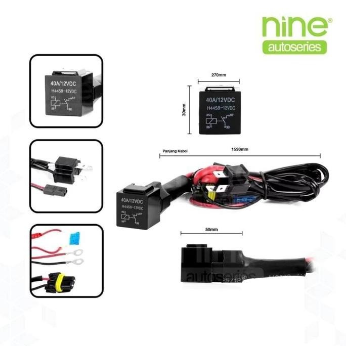 KABEL RELAY SET LAMPU MOBIL LED & HID H4 HI LOW /BILED PROJECTOR AYOTO