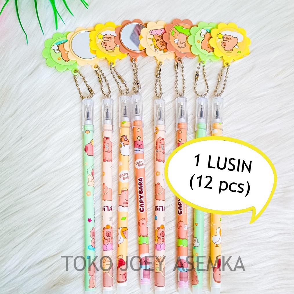 

(12 PCS) PULPEN GANTUNGAN CERMIN CAPYBARA KAPIBARA PEN PENA BOLPEN CAPPYBARA ALAT TULIS