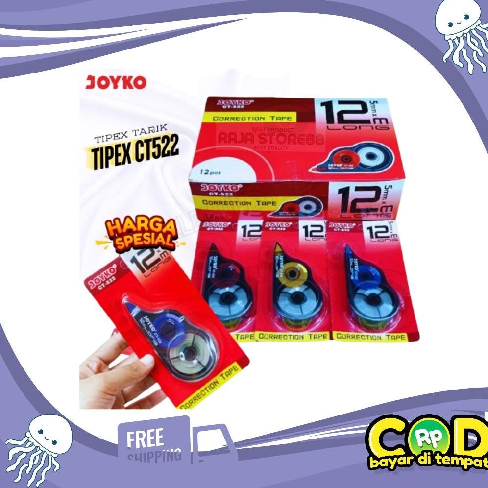 

Correction Tape CT-522 Joyko / Tip Ex Kertas Panjang 12 meter ( PACK)