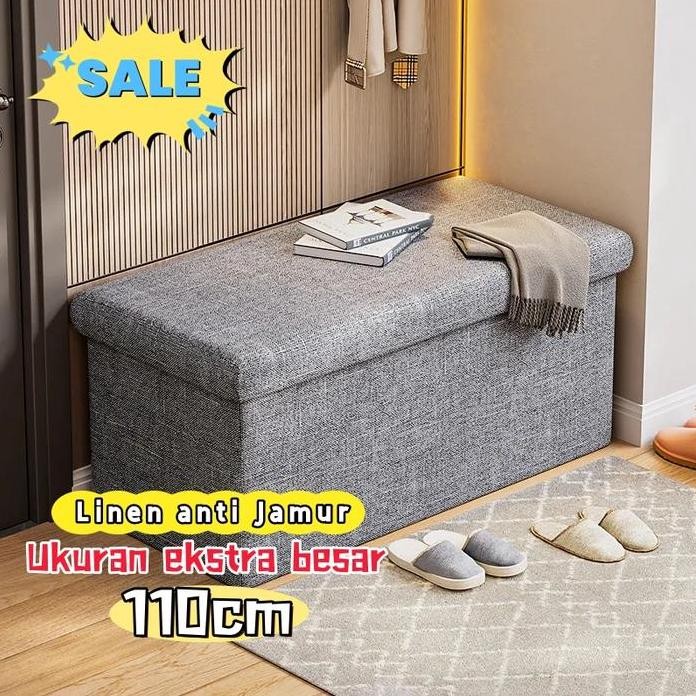

Terlaris 110CmBangku Storage Linen Lipat Sofa Storage Box 3 Ukuran Kotak Penyimpanan Serbaguna