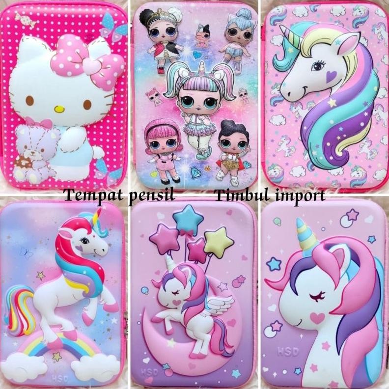 

Tempat Pensil,Produk Premium Unicorn Timbul size14x3,5x21,5cm,Bahan halus