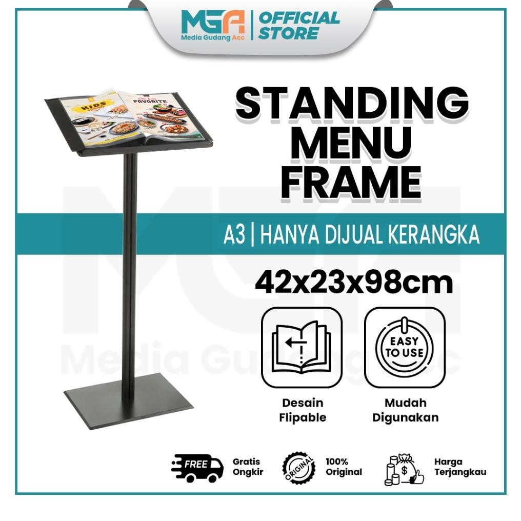 

Standing Menu Frame A3 / Stand Menu Buku Resto / Rak Buku Menu / Tempat Buku Menu Caf & Restoran AST