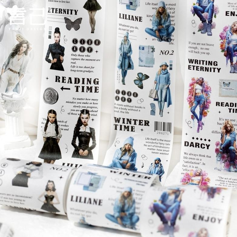 

(1BC) washi tape selotip transparan wanita cantik stylish modern amerika girl woman 3 AST