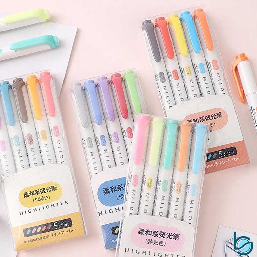 

Highlighter Penanda stabilo Pastel 1 Set /5Pcs 5Warna Penanda Berwarna - Best Stationary