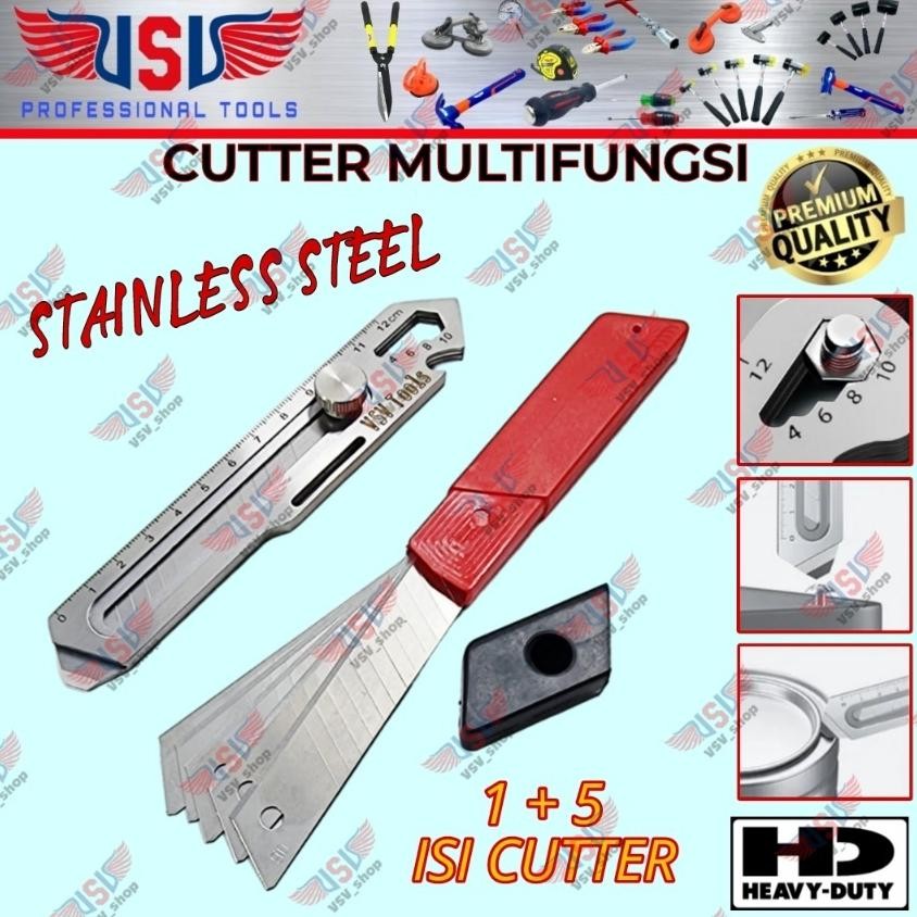 

Cutter Knife Stainless Steel Multi Fungsi Besar 18mm Pisau Cutter VSV AST