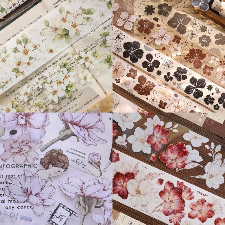 

Little White Washi and PET Tape - Purple Flower . Scarlet . Colorful . Green Forest . Orange Jasmine AST