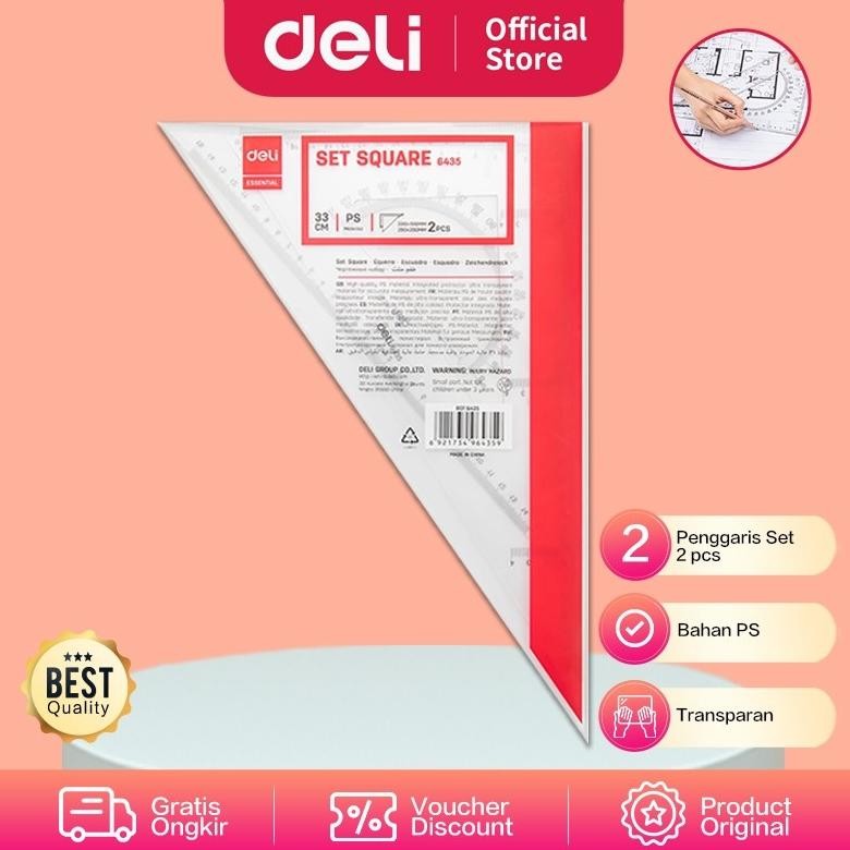 

Drafting / Penggaris Set Deli Square Trans 2pcs 33cm - E6435 AST