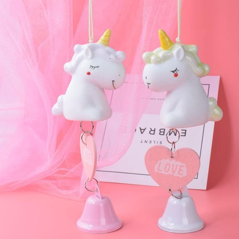 sfI lonceng unicorn hati/Lonceng Lucu Keramik/ Lonceng Angin Liontin/lonceng untuk gadis imut AST