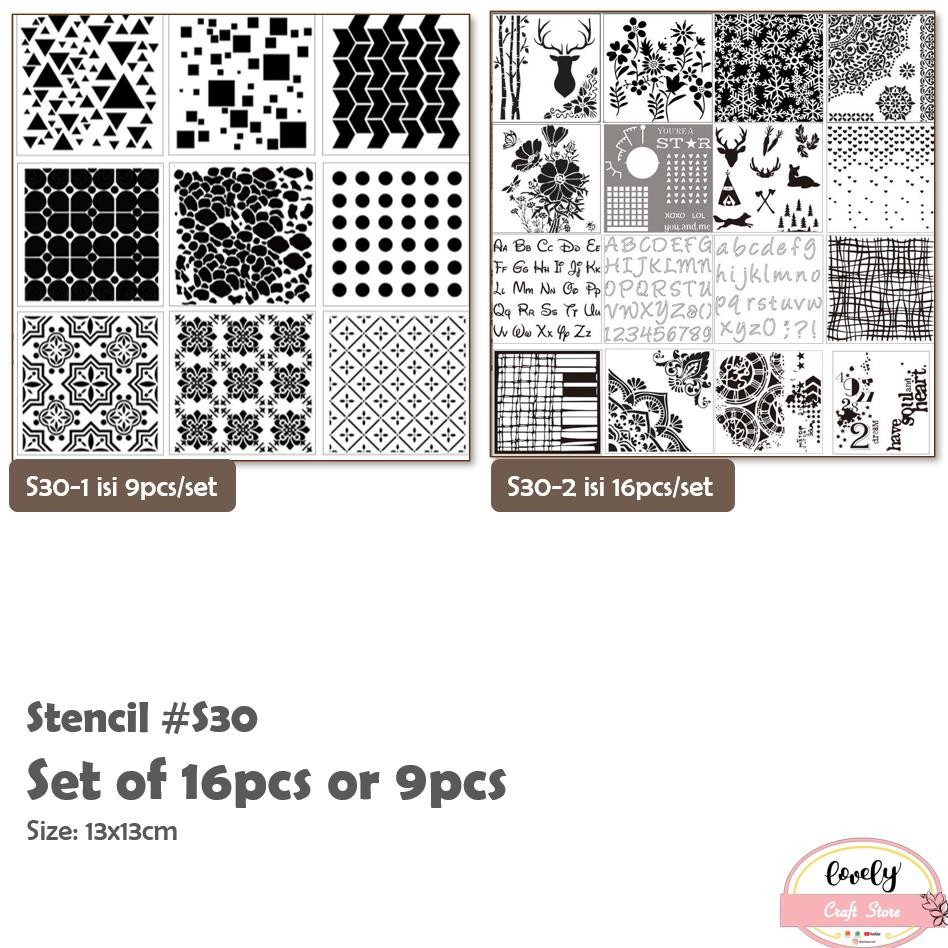 

LovelyCraftStore | plastic stencil #S30 9pcs atau 16pcs per set cetakan stensil lukis, craft, plastik stensil, kue cake, baking, scrapbook, journal, bujo AST