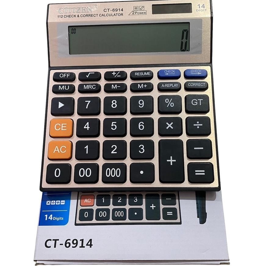 

Kalkulator CT-6914 GITZEN 14 DIGIT Dual Power Tenaga Surya BONUS BATERAI LAYAR DISPLAY BESAR CALCULATOR DAGANG MEJA PASAR JUMBO BESAR CHECK DAN CORRECT MURAH Berkualitas AST
