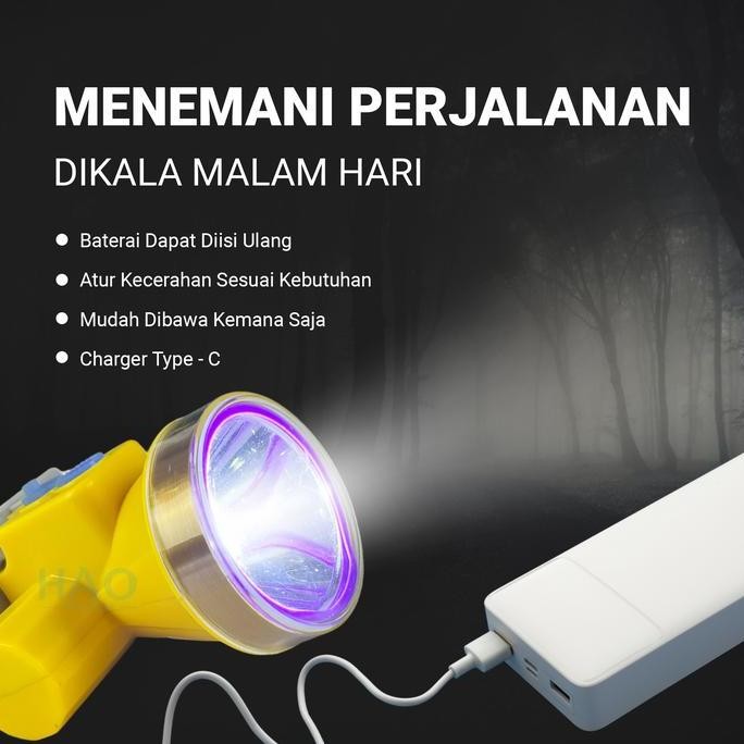 Senter Kepala Headlight LED / Senter Kepala Travel / Senter Kepala Charger HSK-9330 LED Putih
