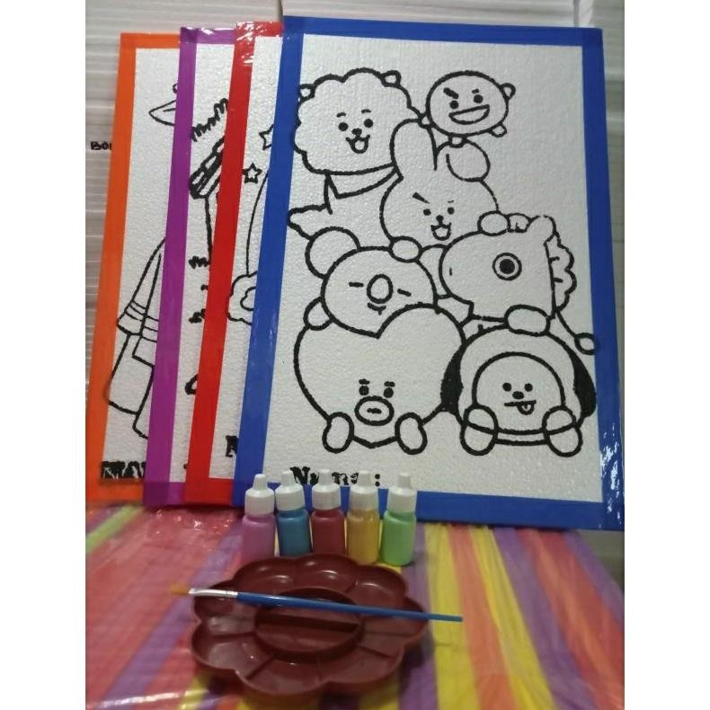 

HEBOH (4) PAKET EKONOMIS LENGKAP MEWARNAI STEROFOAM LUKIS UKURAN 33*50*1cm AST
