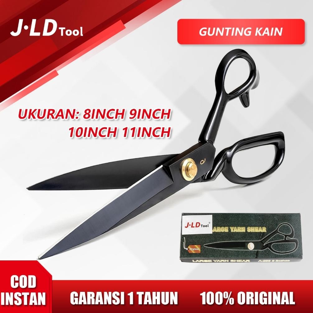 

JLD Gunting kain jahit 8-11inch Gunting kain super tajam ori bahan baja hitam gunting serbaguna AST