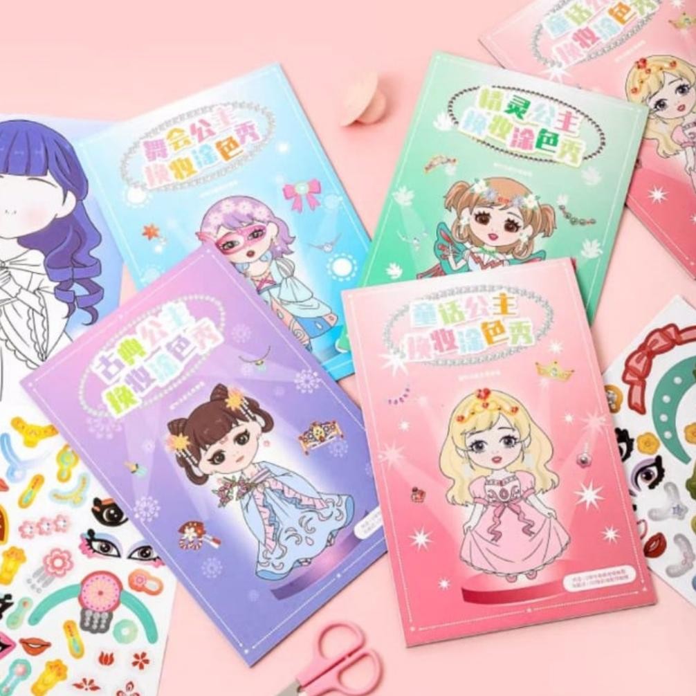 

Buku edukasi mewarnai anak karakter A5 / Buku Mewarnai & Menghias karakter Princess 12 Halaman AST