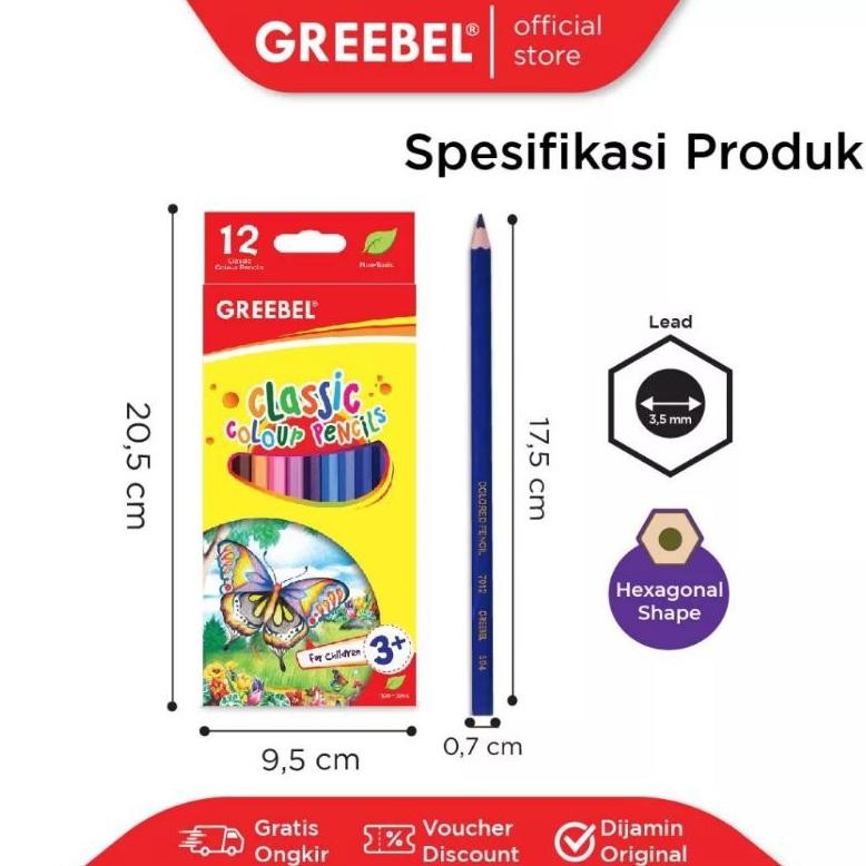 

Pensil warna Greebel 12 warna panjang ( 1set/12wrn ) AST