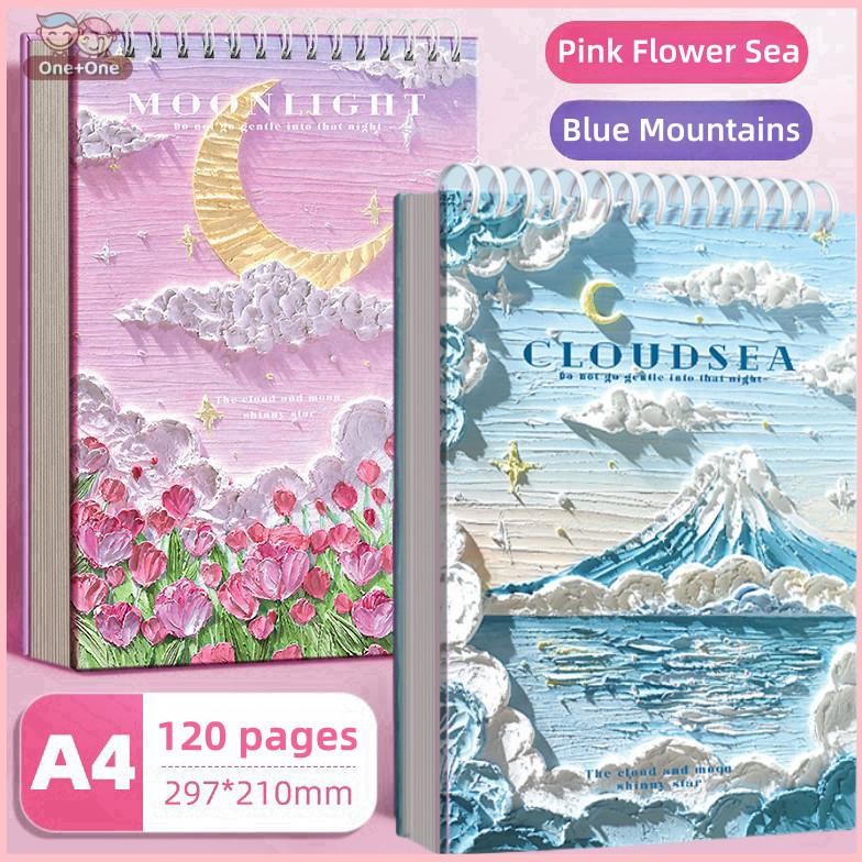 

UpgradeOne+One Sketchbook A4 Aesthetic Buku Gambar Vertikal Jilid Spiral 60 Lembar/120 Halaman AST