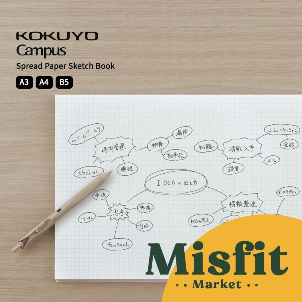 

Kokuyo Campus Spread Paper Sketch Book A3 A4 B5 Kertas Buku Gambar Sketsa AST