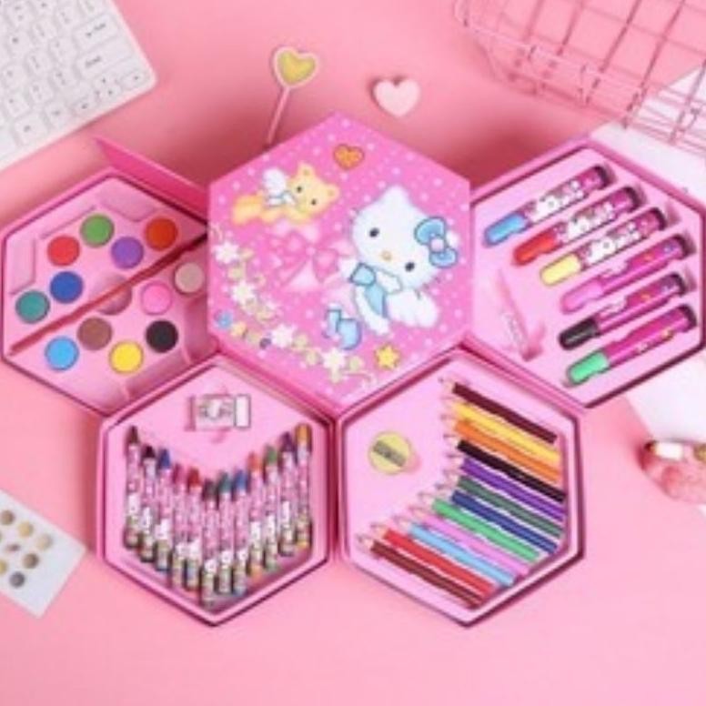 

{DS} Crayon set isi 46 Pcs Peralatan Mewarnai Melukis / Crayon Box Set Isi 46 Pcs AST