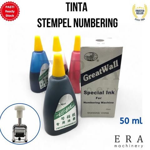 

Tinta INK Stempel Numbering Numerator otomatis Stamp Numbering heavy duty Tinta Stempel Hitam merah biru Putih AST