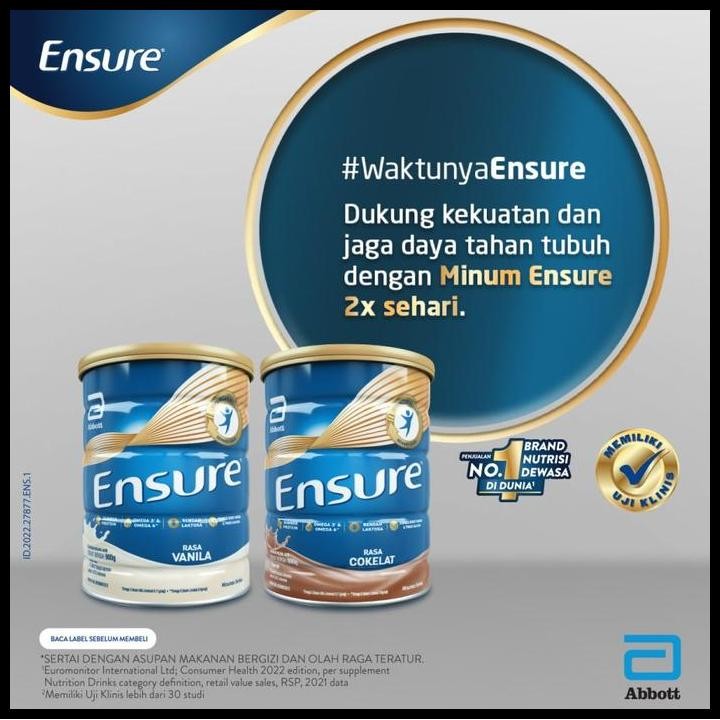 

Terlaris Ensure Fos 900Gr Vanilla - Coklat Exp 2022 Good Quality