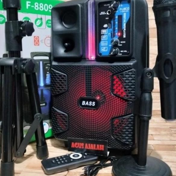 Speaker Bluetooth Karaoke 8.5 Fleco F 8809 Stand Mic Wireless