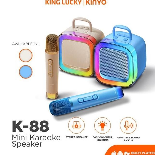 Kingluy K88 Speaker Bluetooth Mini Portable 2Mic Speaker Karaoke Microphone Karaoke Set 2Mic Speaker