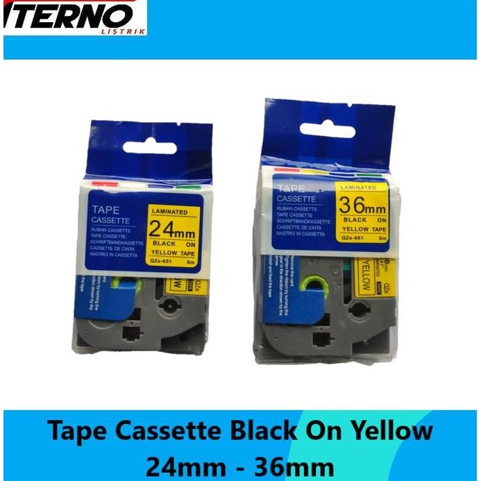 

Label Tape Cassette Compatible Tze-651 Brother 24Mm Black On Yellow New Stok