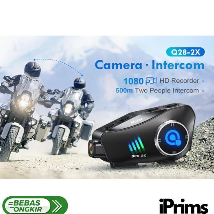 Tersedia EAUTO Kamera Vlog Intercom Helm Bluetooth Headset 2 Riders Camera Recorder 1080P - Q28-2X